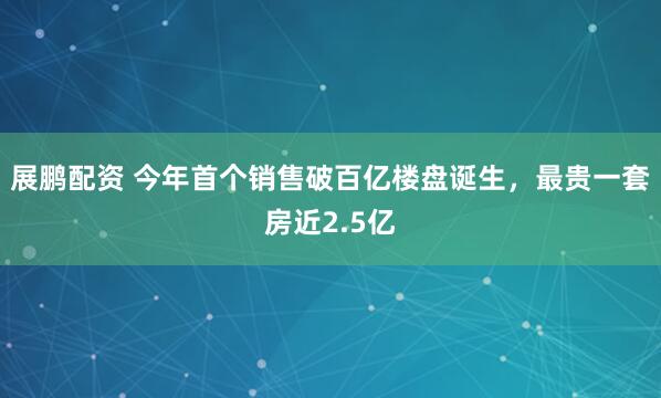 展鹏配资 今年首个销售破百亿楼盘诞生，最贵一套房近2.5亿