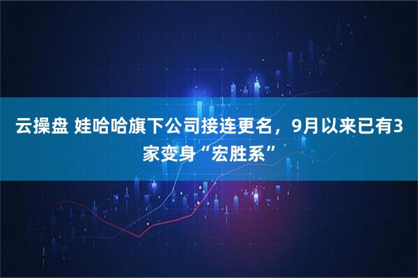 云操盘 娃哈哈旗下公司接连更名，9月以来已有3家变身“宏胜系”