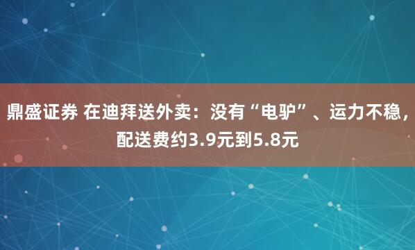 鼎盛证券 在迪拜送外卖：没有“电驴”、运力不稳，配送费约3.9元到5.8元